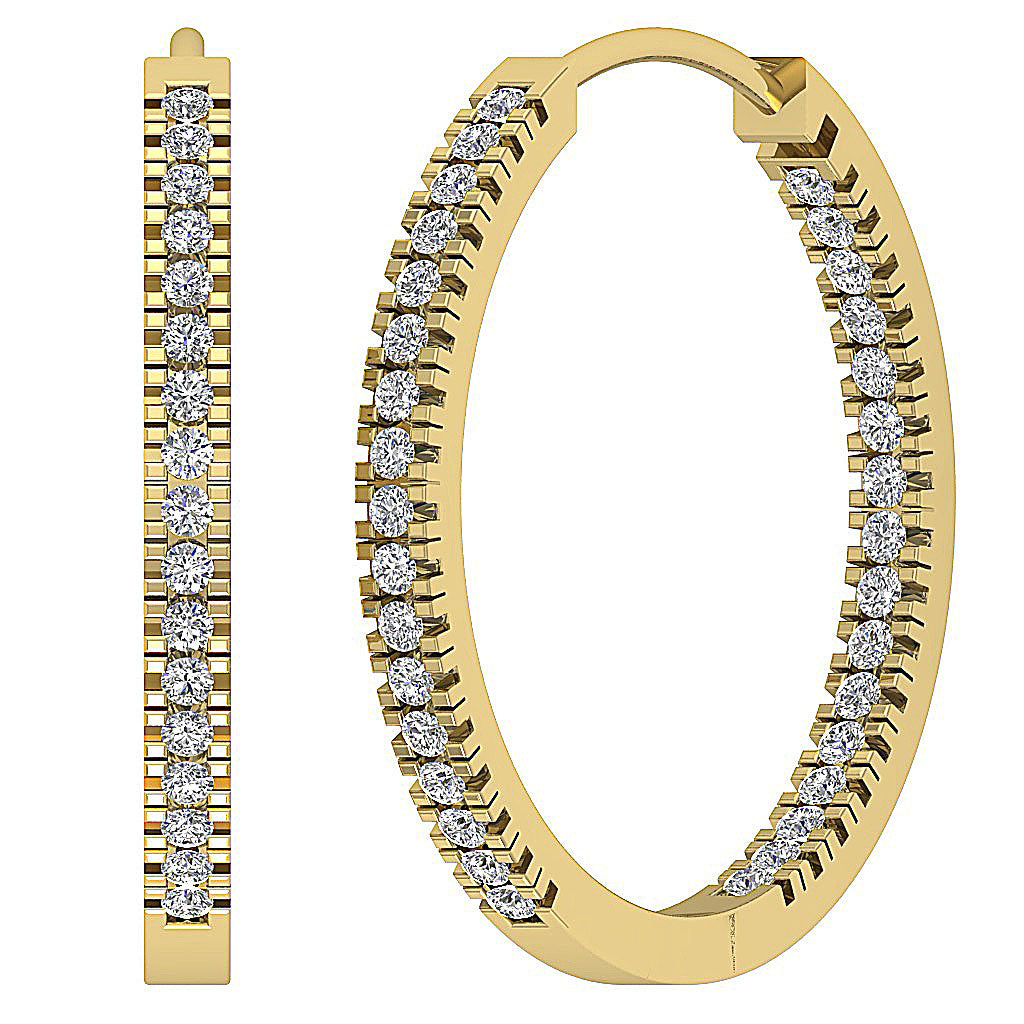 The Jordan Inside Outside Natural Diamond Hoops Earring 14K White Yellow Rose Gold