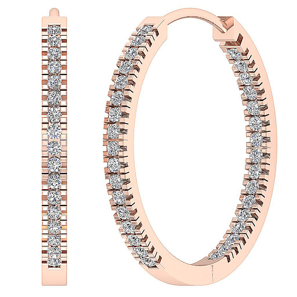 The Jordan Inside Outside Natural Diamond Hoops Earring 14K White Yellow Rose Gold