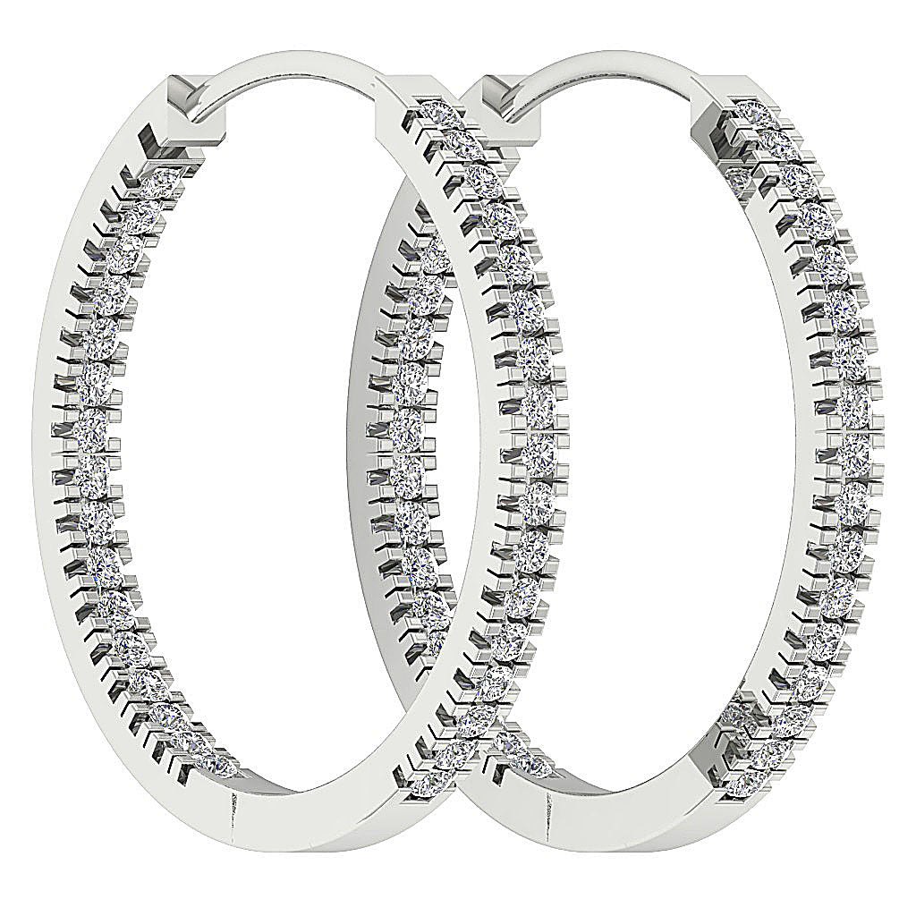The Jordan Inside Outside Natural Diamond Hoops Earring 14K White Yellow Rose Gold