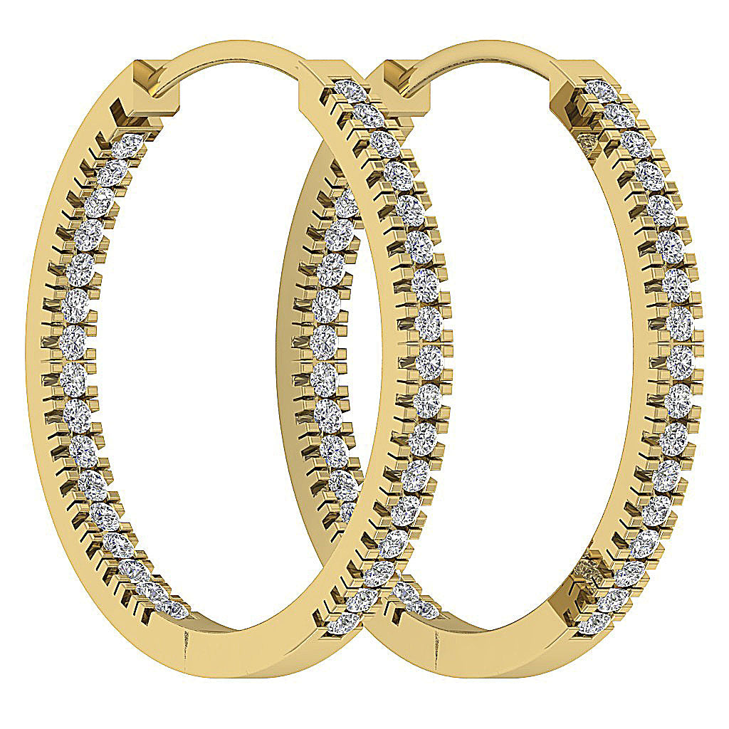 The Jordan Inside Outside Natural Diamond Hoops Earring 14K White Yellow Rose Gold