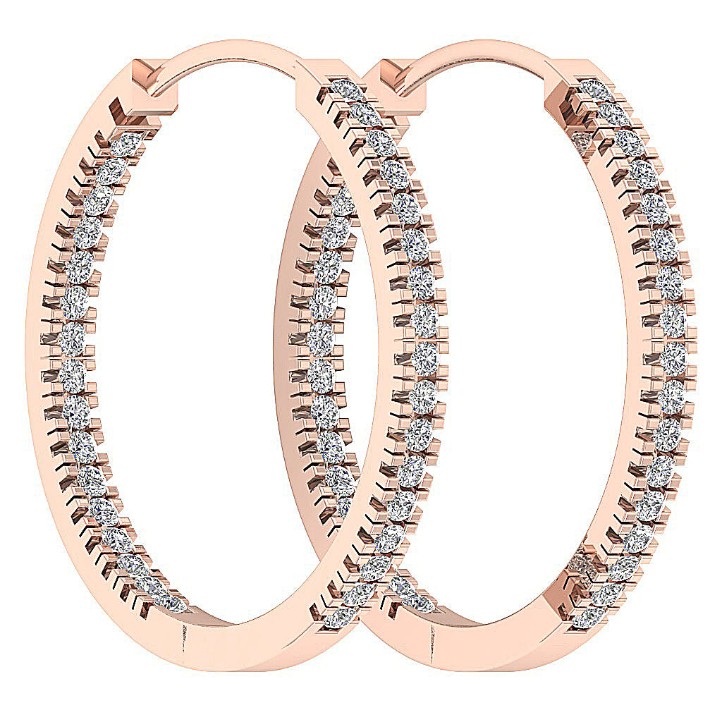 The Jordan Inside Outside Natural Diamond Hoops Earring 14K White Yellow Rose Gold