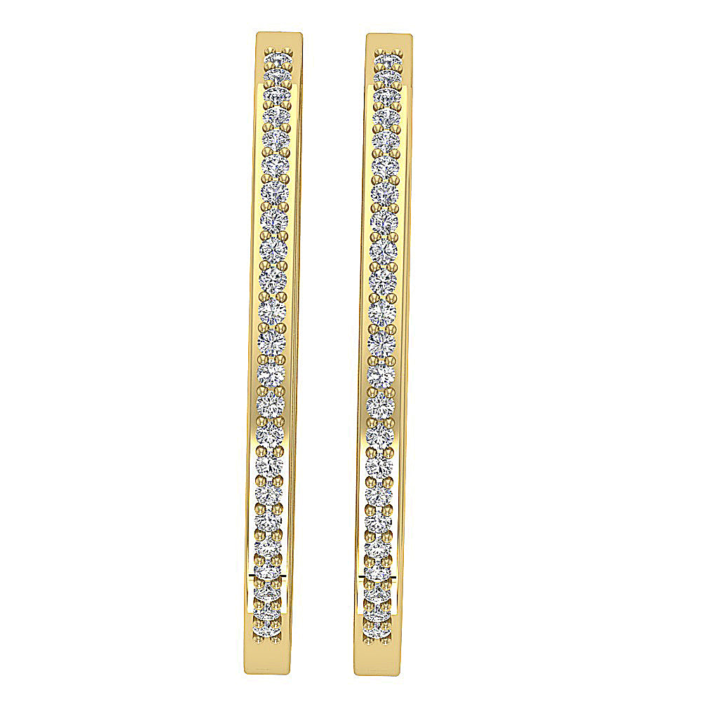 The Parker Natural Diamond In Outside Hoops Earring 1.20 Inch 14K Solid White Gold