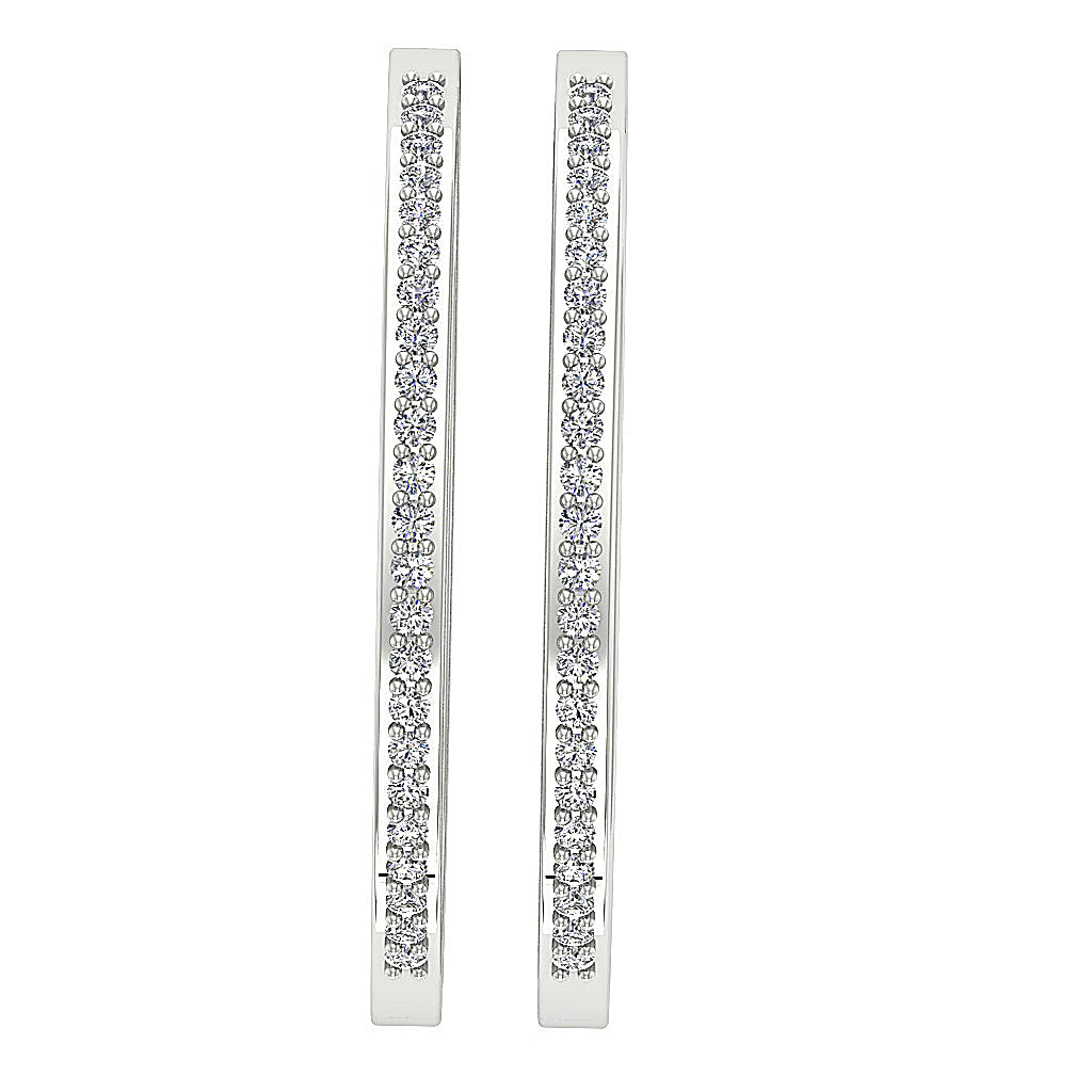 The Parker Natural Diamond In Outside Hoops Earring 1.20 Inch 14K Solid White Gold