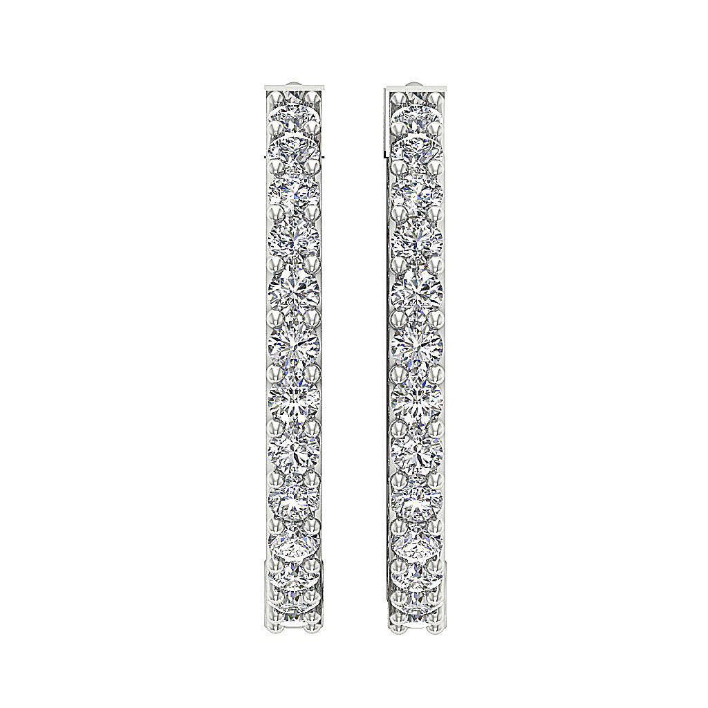 The Thiago Designer Prong Set Natural Diamond 14K Yellow Gold Hoops Earring 0.60 Inch