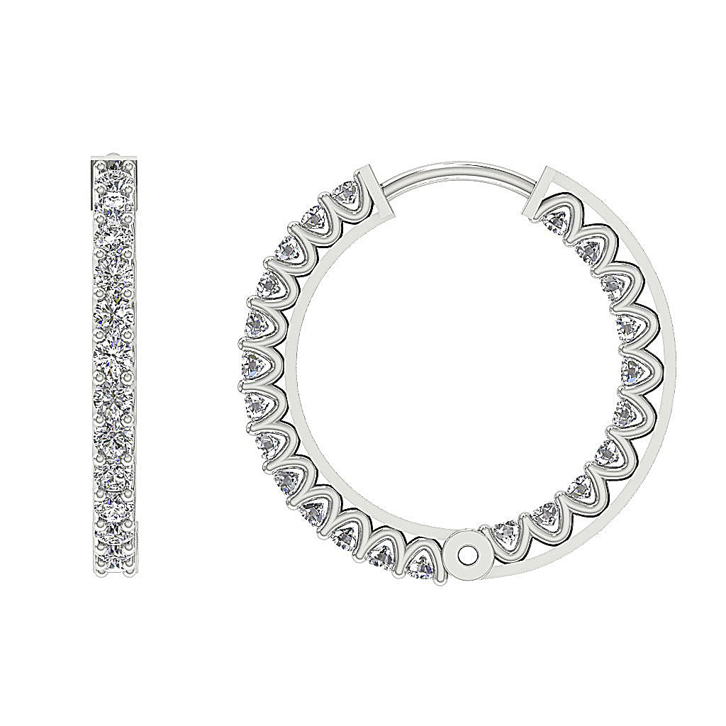 The Thiago Designer Prong Set Natural Diamond 14K Yellow Gold Hoops Earring 0.60 Inch