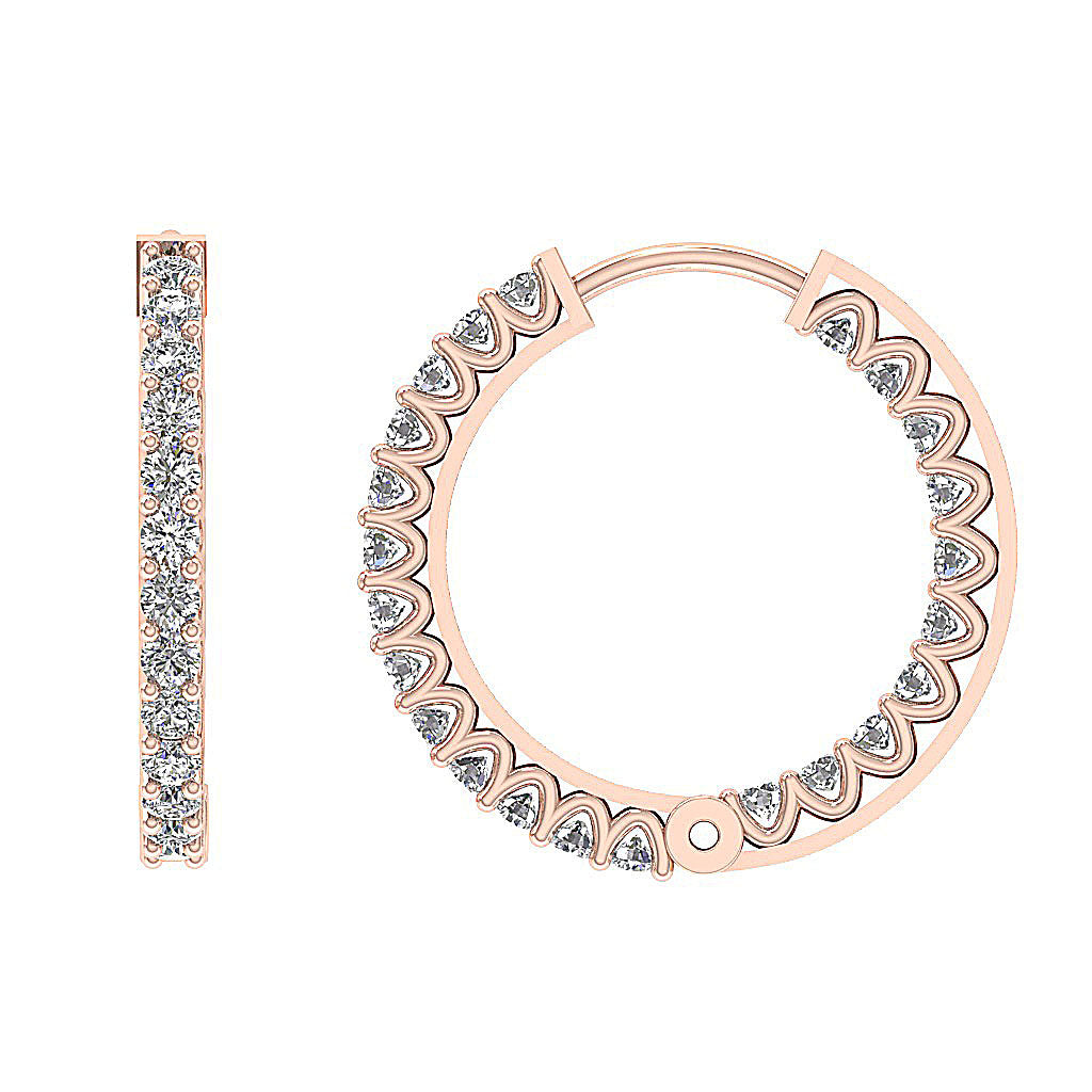 The Thiago Designer Prong Set Natural Diamond 14K Yellow Gold Hoops Earring 0.60 Inch