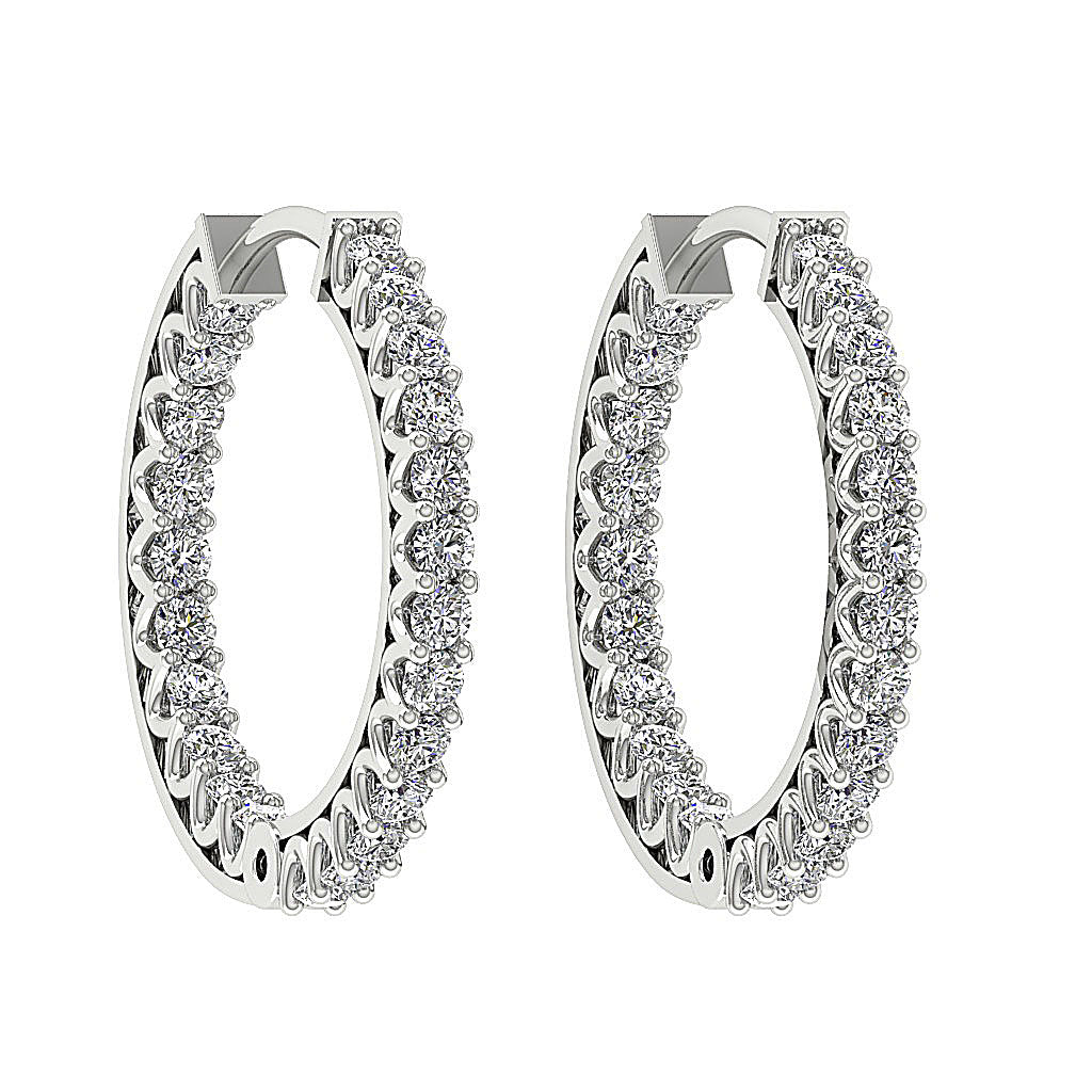 The Thiago Designer Prong Set Natural Diamond 14K Yellow Gold Hoops Earring 0.60 Inch