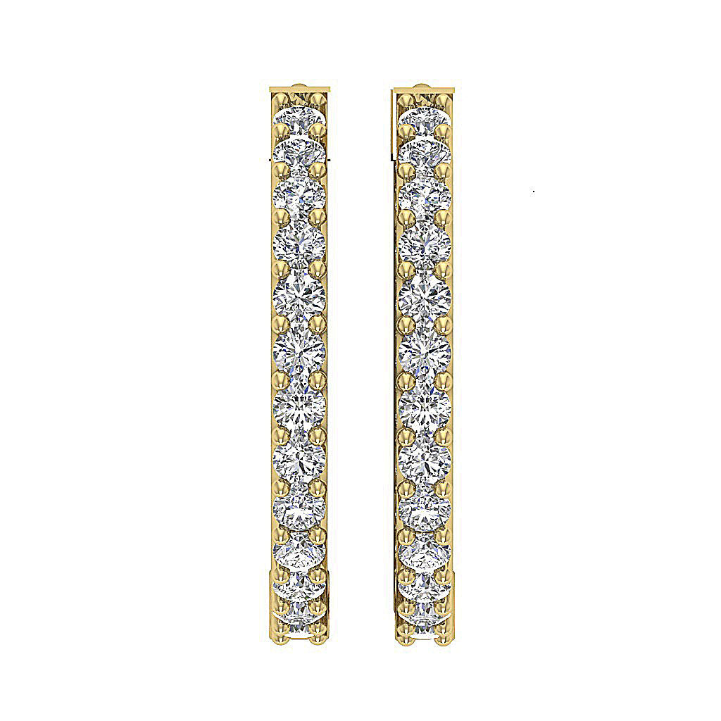 The Thiago Designer Prong Set Natural Diamond 14K Yellow Gold Hoops Earring 0.60 Inch