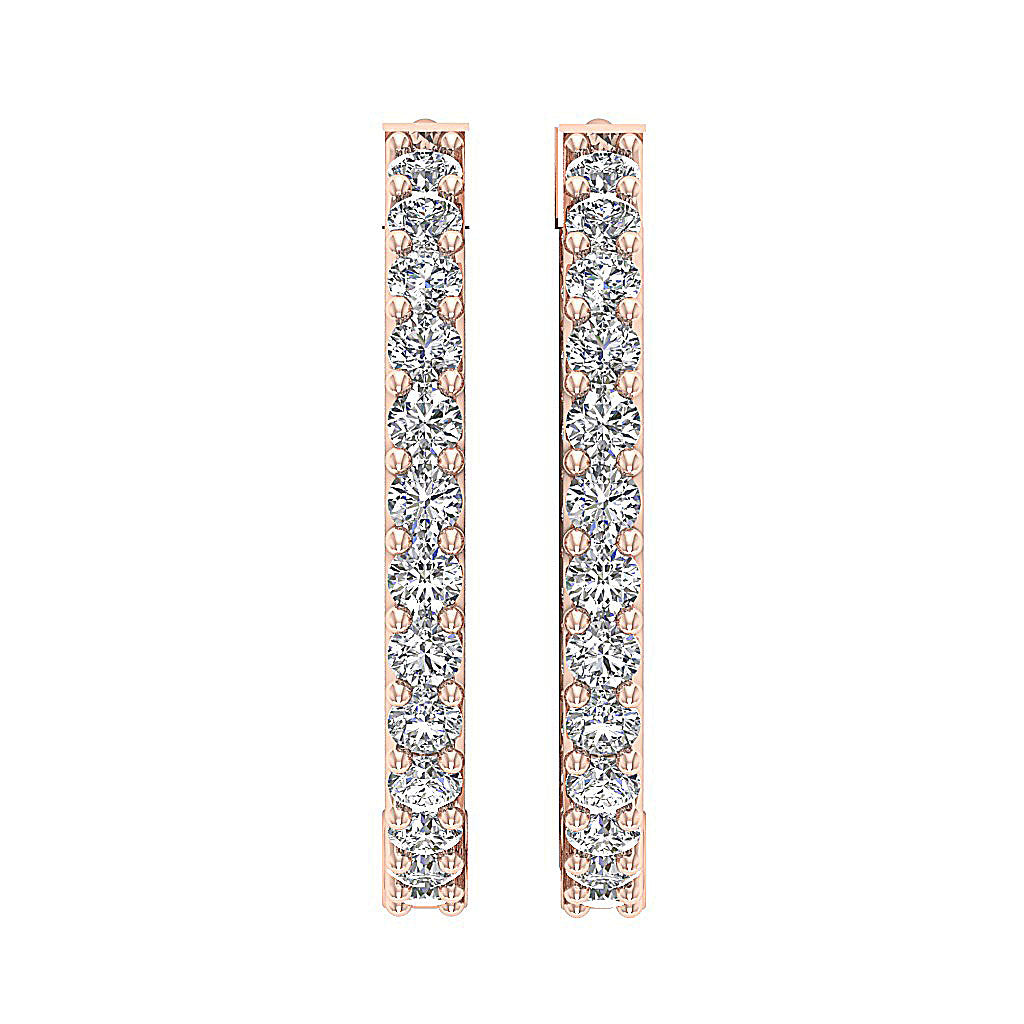 The Thiago Designer Prong Set Natural Diamond 14K Yellow Gold Hoops Earring 0.60 Inch