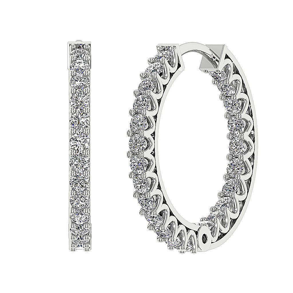 The Thiago Designer Prong Set Natural Diamond 14K Yellow Gold Hoops Earring 0.60 Inch