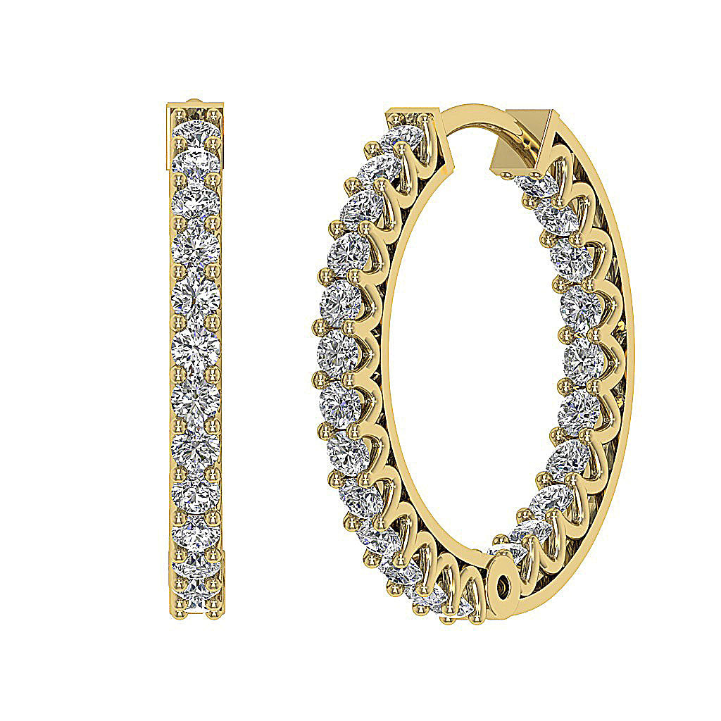 The Thiago Designer Prong Set Natural Diamond 14K Yellow Gold Hoops Earring 0.60 Inch