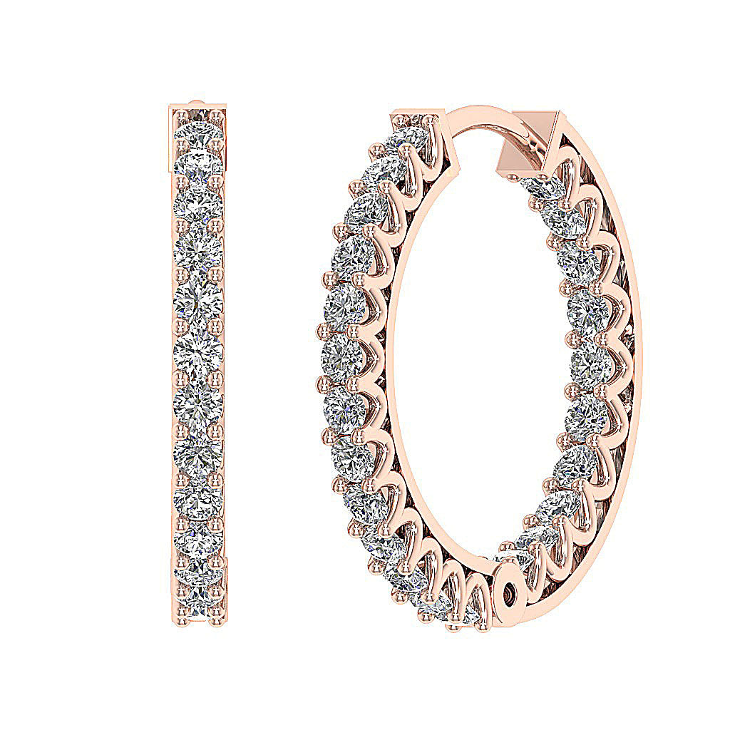 The Thiago Designer Prong Set Natural Diamond 14K Yellow Gold Hoops Earring 0.60 Inch