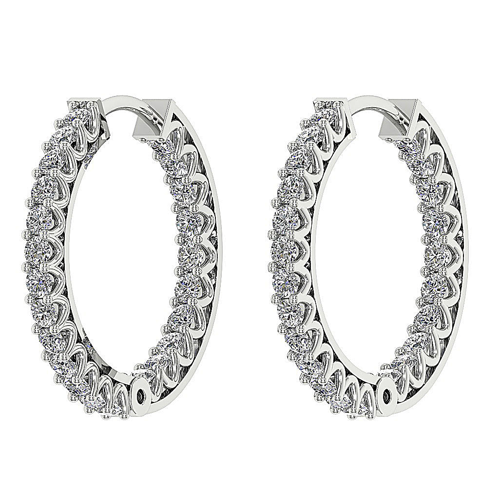 The Thiago Designer Prong Set Natural Diamond 14K Yellow Gold Hoops Earring 0.60 Inch