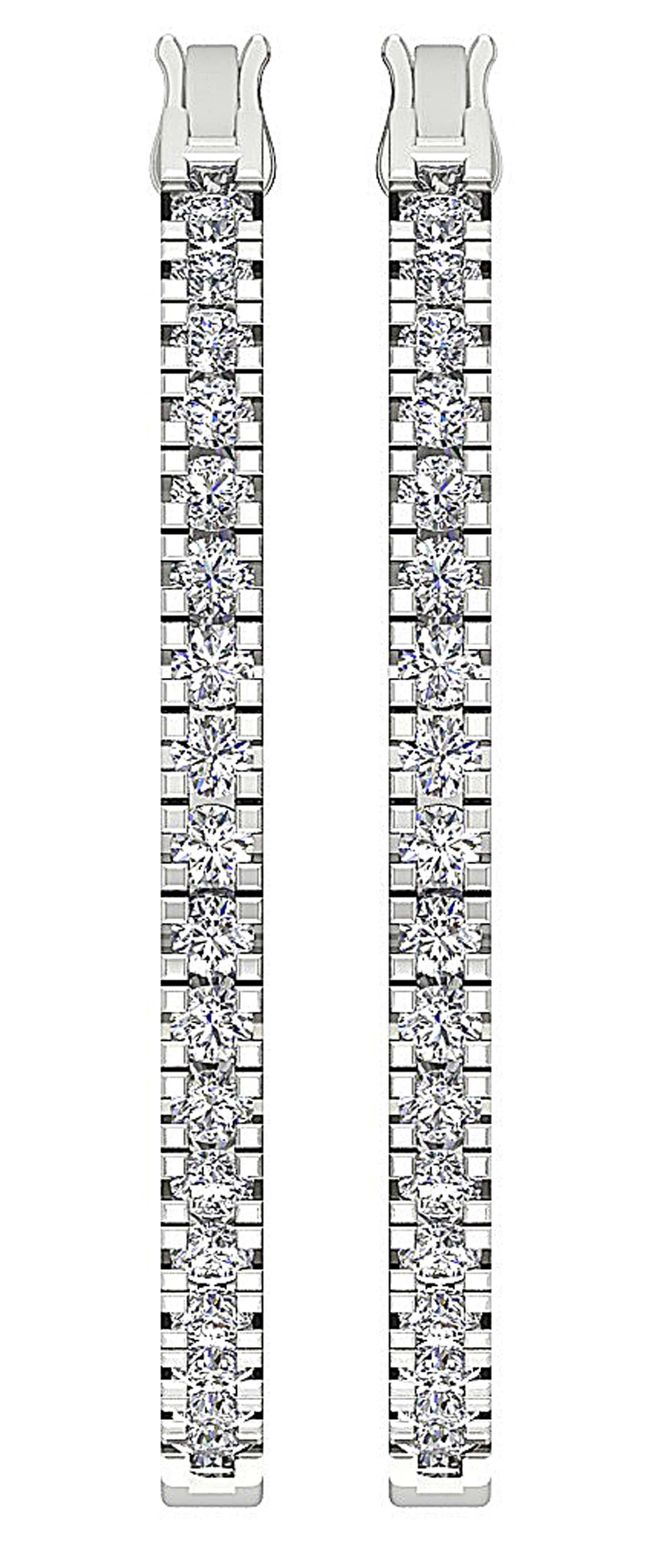 The Ryder 14K White Gold 1.20 Inch Hoop Earring Inout Side Round Diamond Prong Set