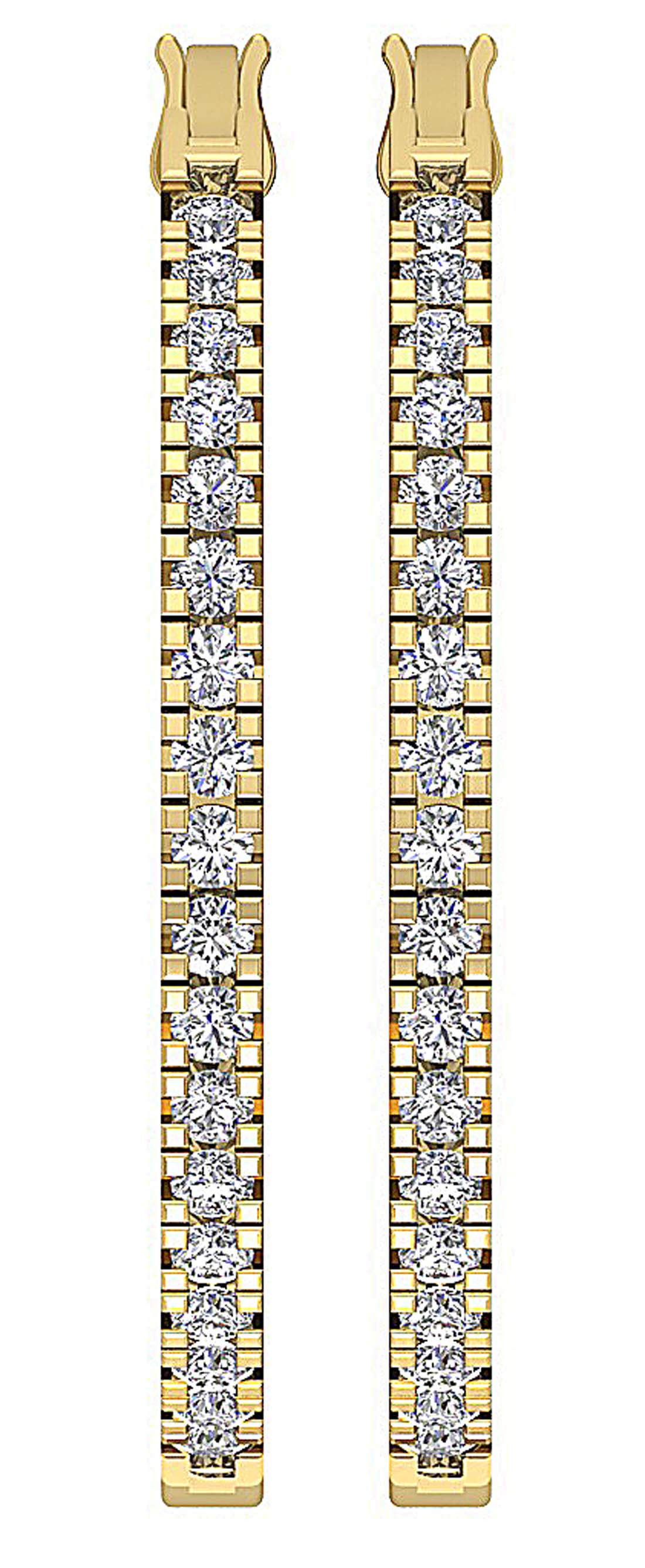 The Ryder 14K White Gold 1.20 Inch Hoop Earring Inout Side Round Diamond Prong Set