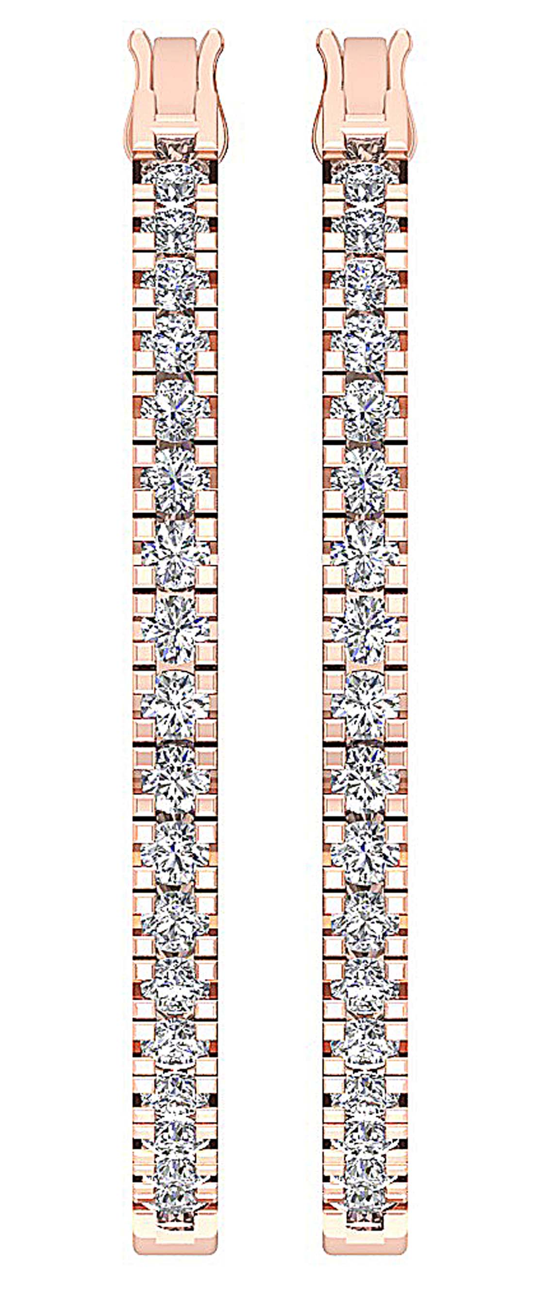 The Ryder 14K White Gold 1.20 Inch Hoop Earring Inout Side Round Diamond Prong Set