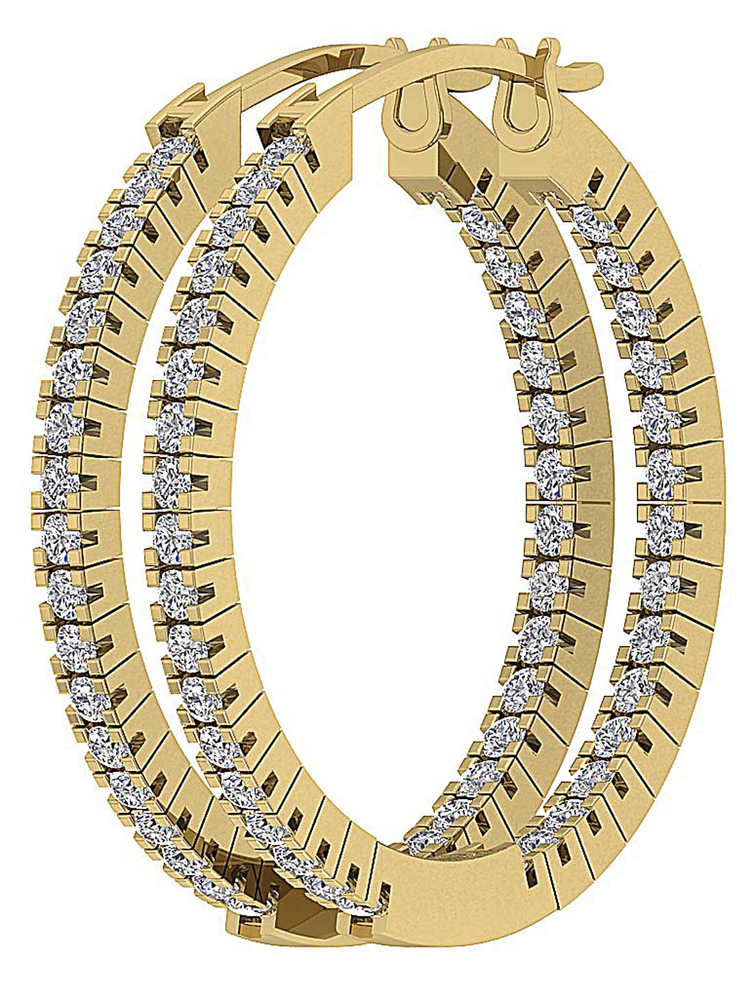 The Ryder 14K White Gold 1.20 Inch Hoop Earring Inout Side Round Diamond Prong Set