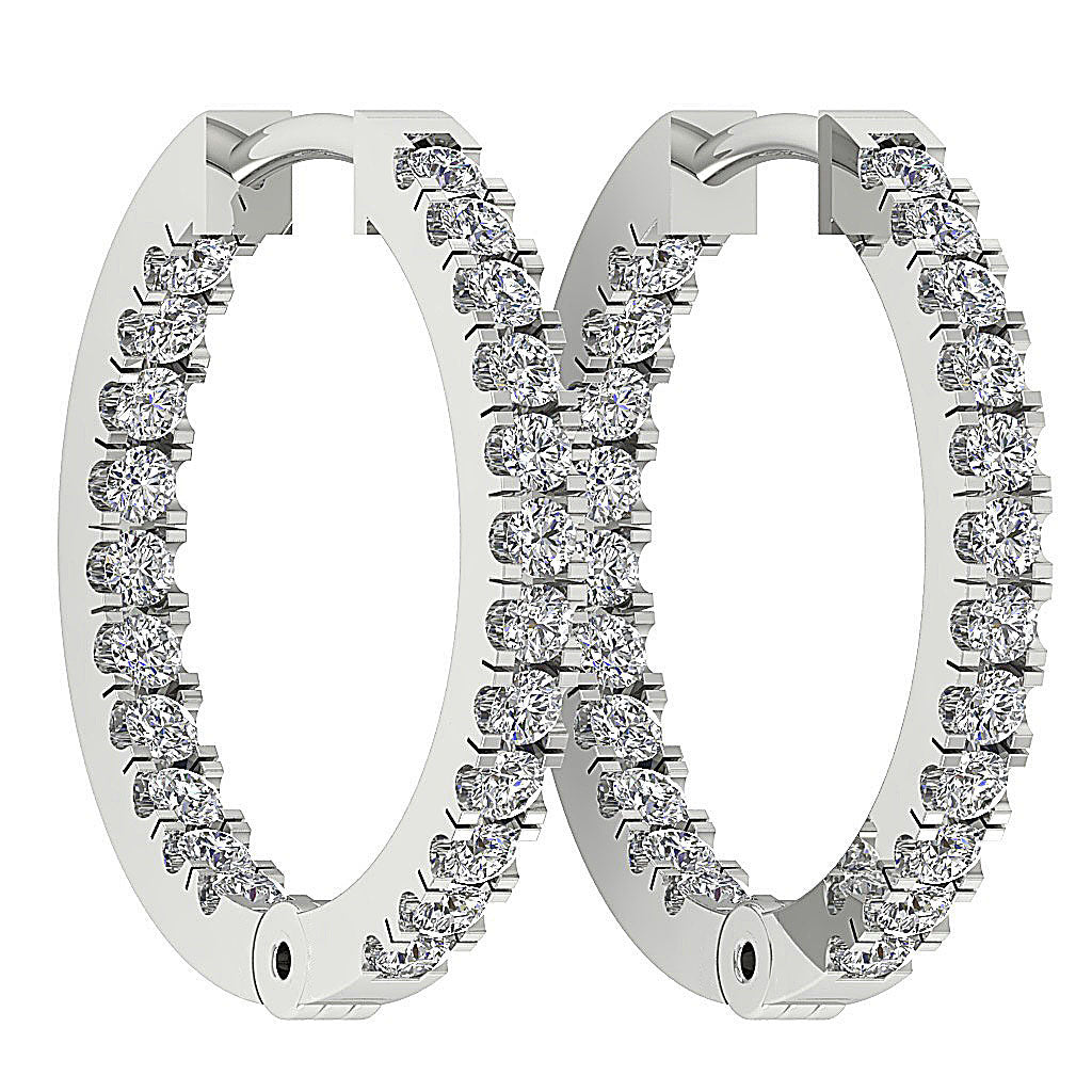 The Colton Beautiful In Outside Natural Round Diamond Hoops Earring 14K Yellow Gold