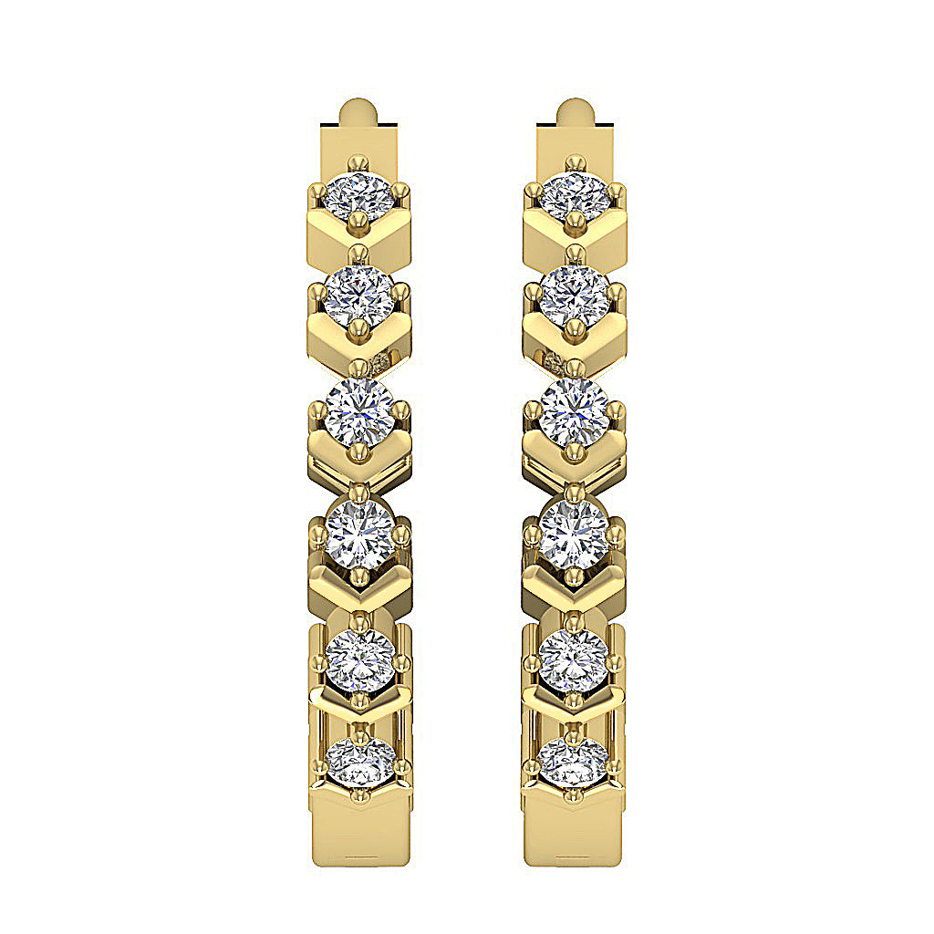 The Jeremiah Excellent Natural Diamond Hoops Earring Prong Set 14K White Gold