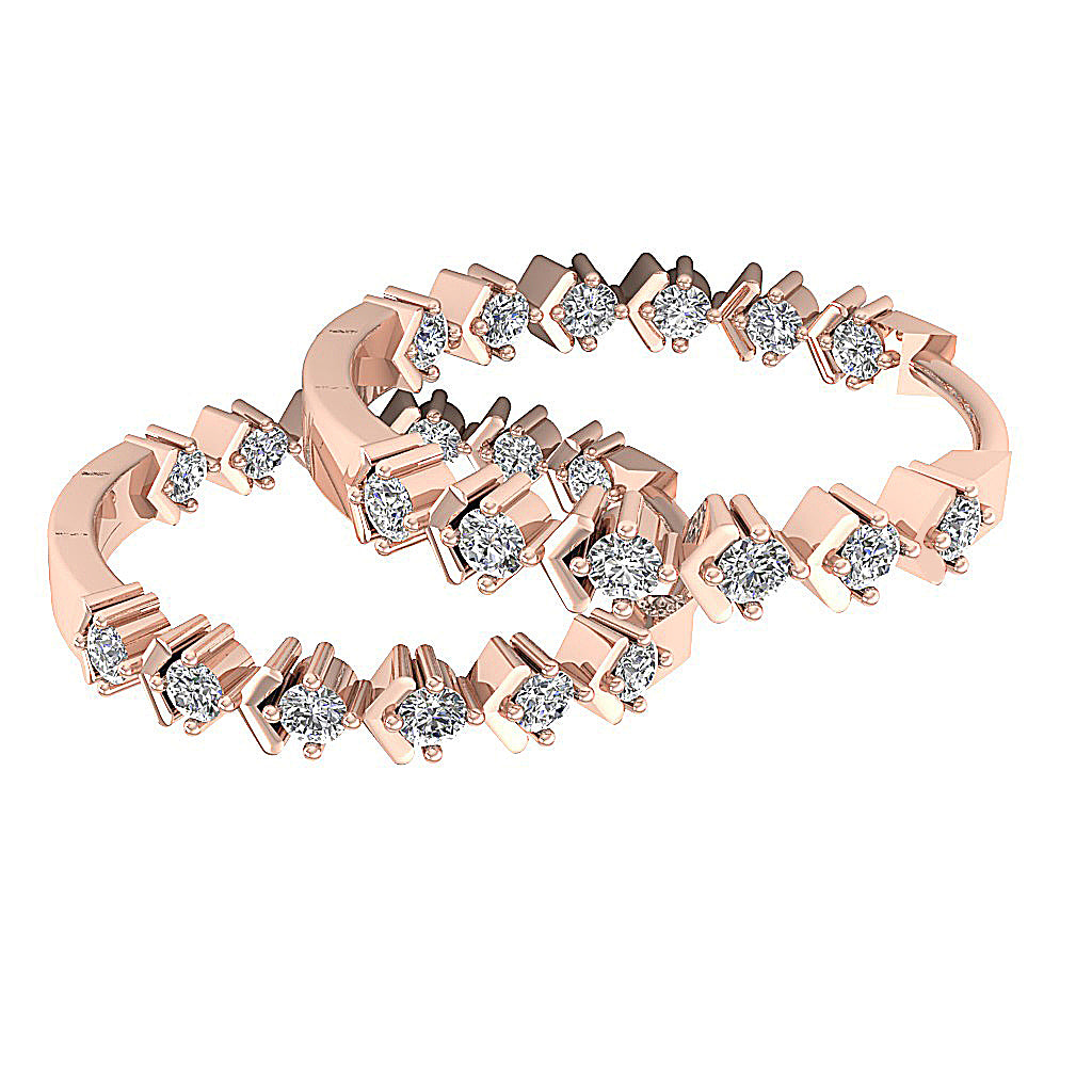 The Jeremiah Excellent Natural Diamond Hoops Earring Prong Set 14K White Gold