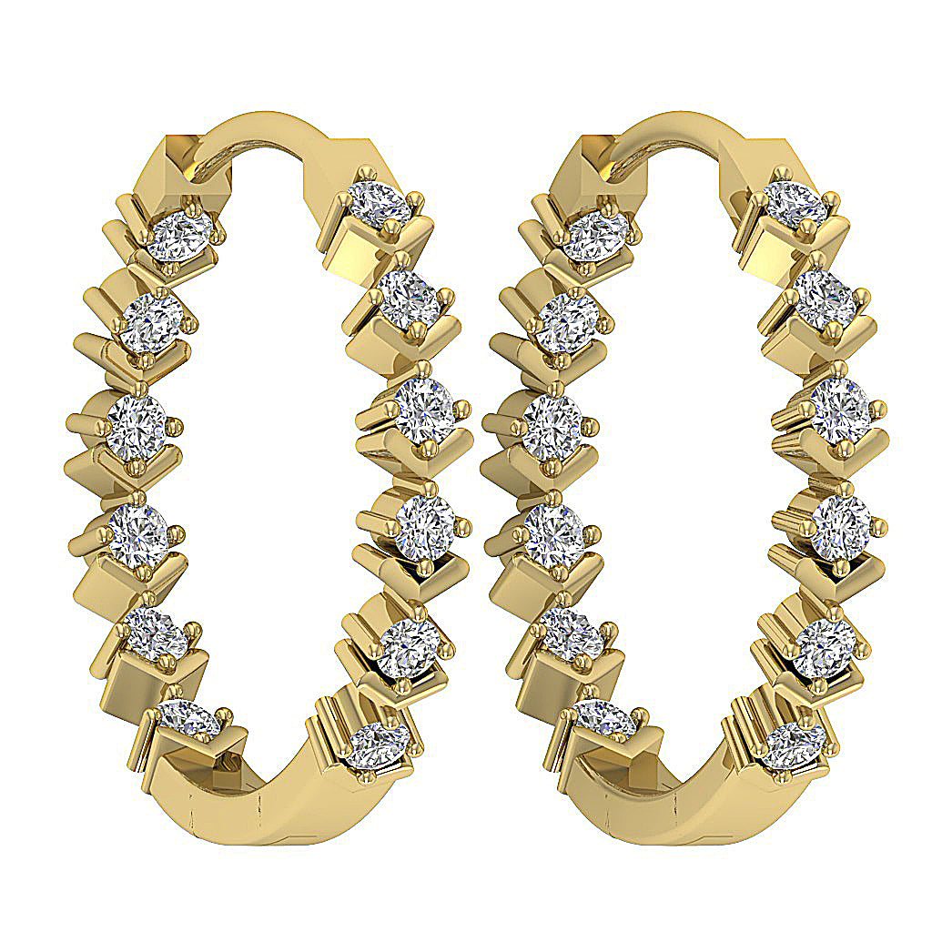 The Jeremiah Excellent Natural Diamond Hoops Earring Prong Set 14K White Gold