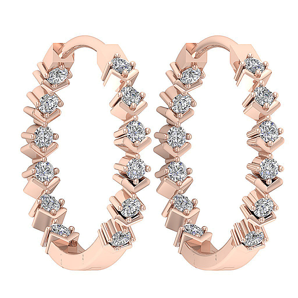 The Jeremiah Excellent Natural Diamond Hoops Earring Prong Set 14K White Gold