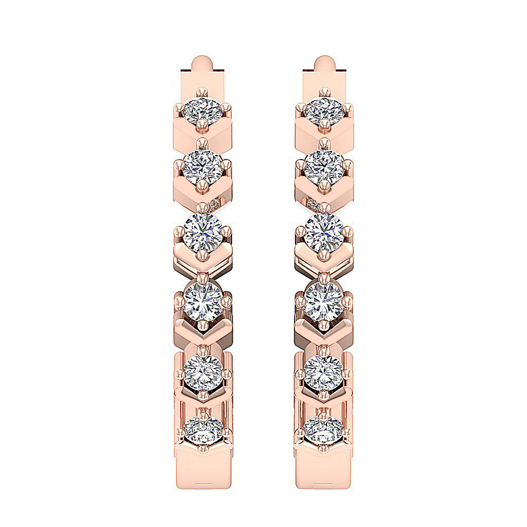 The Jeremiah Excellent Natural Diamond Hoops Earring Prong Set 14K White Gold