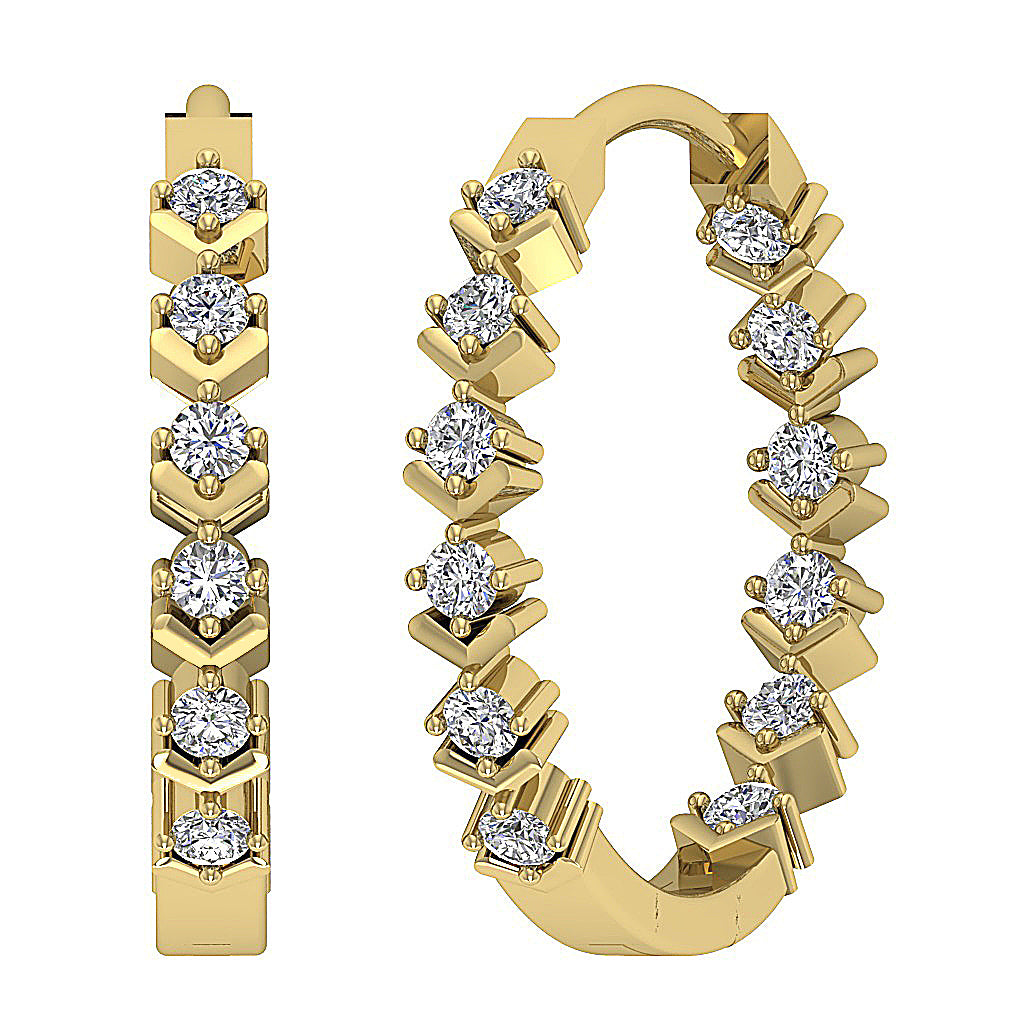 The Jeremiah Excellent Natural Diamond Hoops Earring Prong Set 14K White Gold