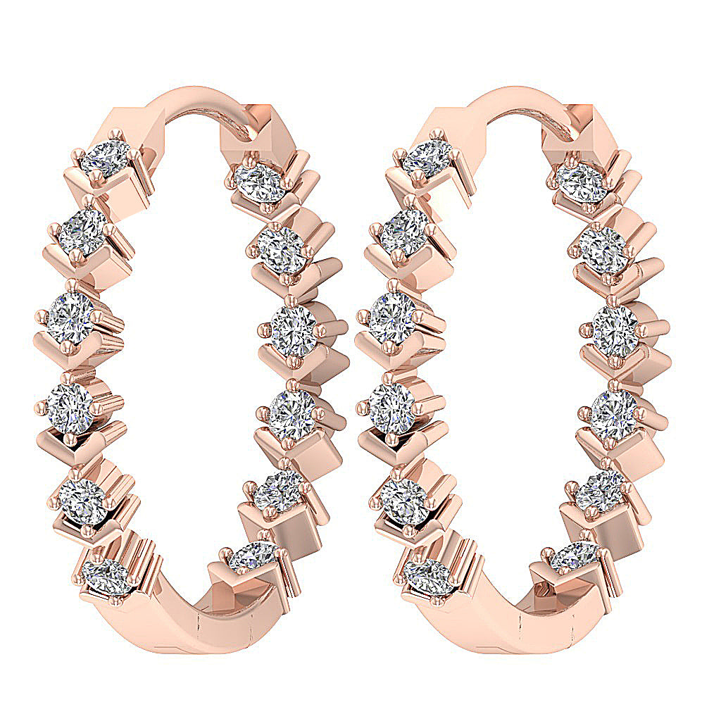 The Jeremiah Excellent Natural Diamond Hoops Earring Prong Set 14K White Gold