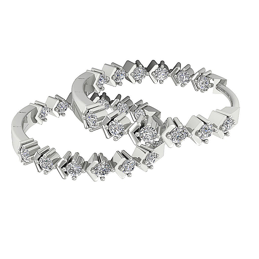 The Jeremiah Excellent Natural Diamond Hoops Earring Prong Set 14K White Gold