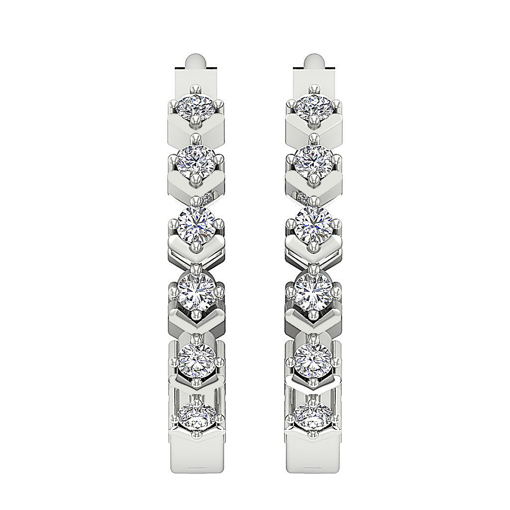 The Jeremiah Excellent Natural Diamond Hoops Earring Prong Set 14K White Gold