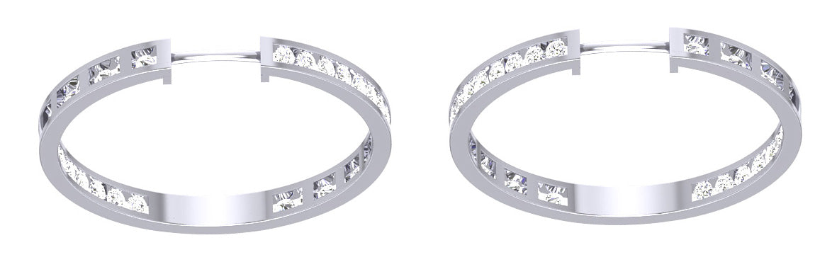 The Harrison Round Cut Inside Outside Channel Set Hoops Earring 14K Solid Gold