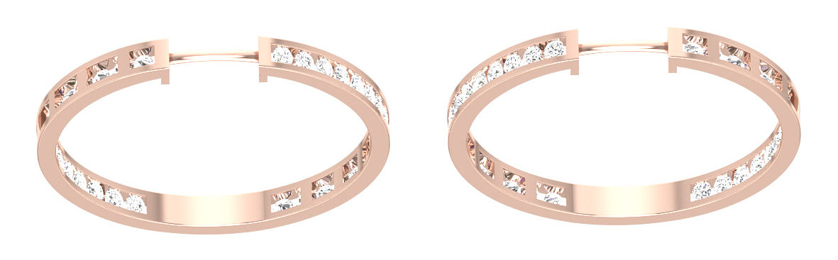 The Harrison Round Cut Inside Outside Channel Set Hoops Earring 14K Solid Gold