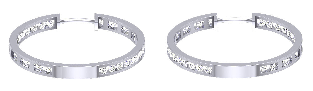 The Harrison Round Cut Inside Outside Channel Set Hoops Earring 14K Solid Gold