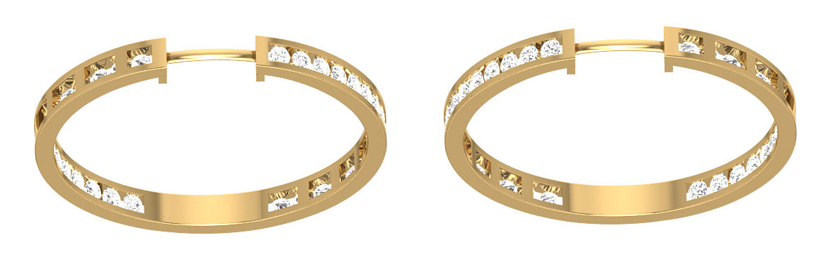 The Harrison Round Cut Inside Outside Channel Set Hoops Earring 14K Solid Gold