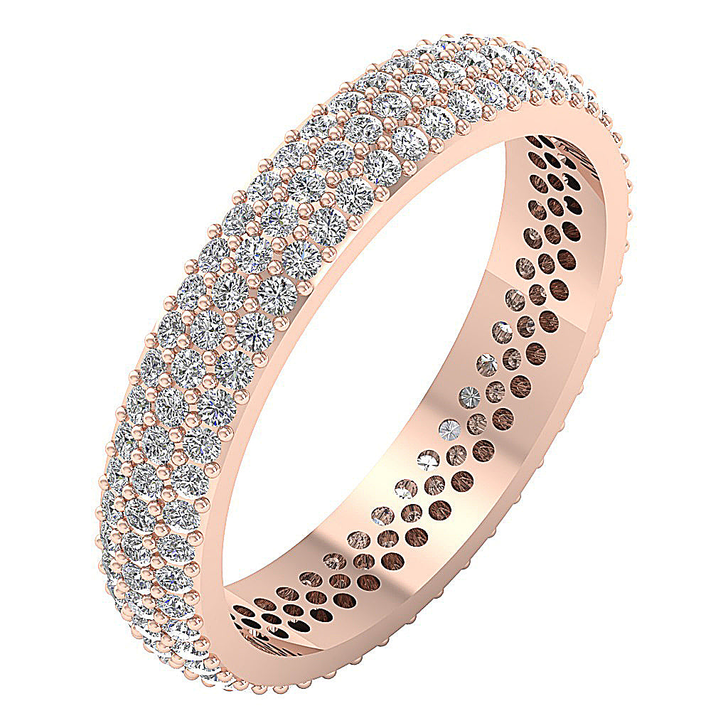 The Killian 14K Rose Gold Natural Diamond Three Row Full Eternity Wedding Ring For Her