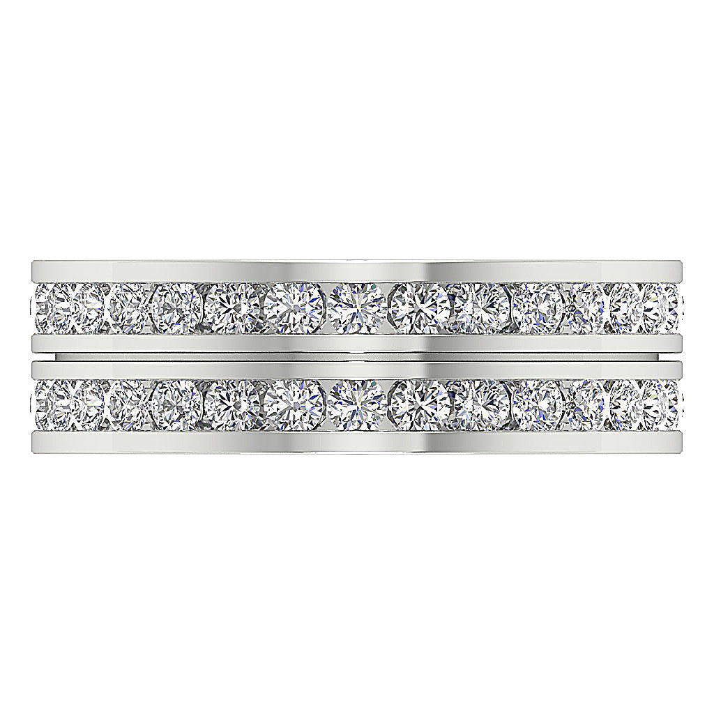 The Saint Channel Set Two Row Full Eternity Wedding Ring Yellow Gold Round Diamond