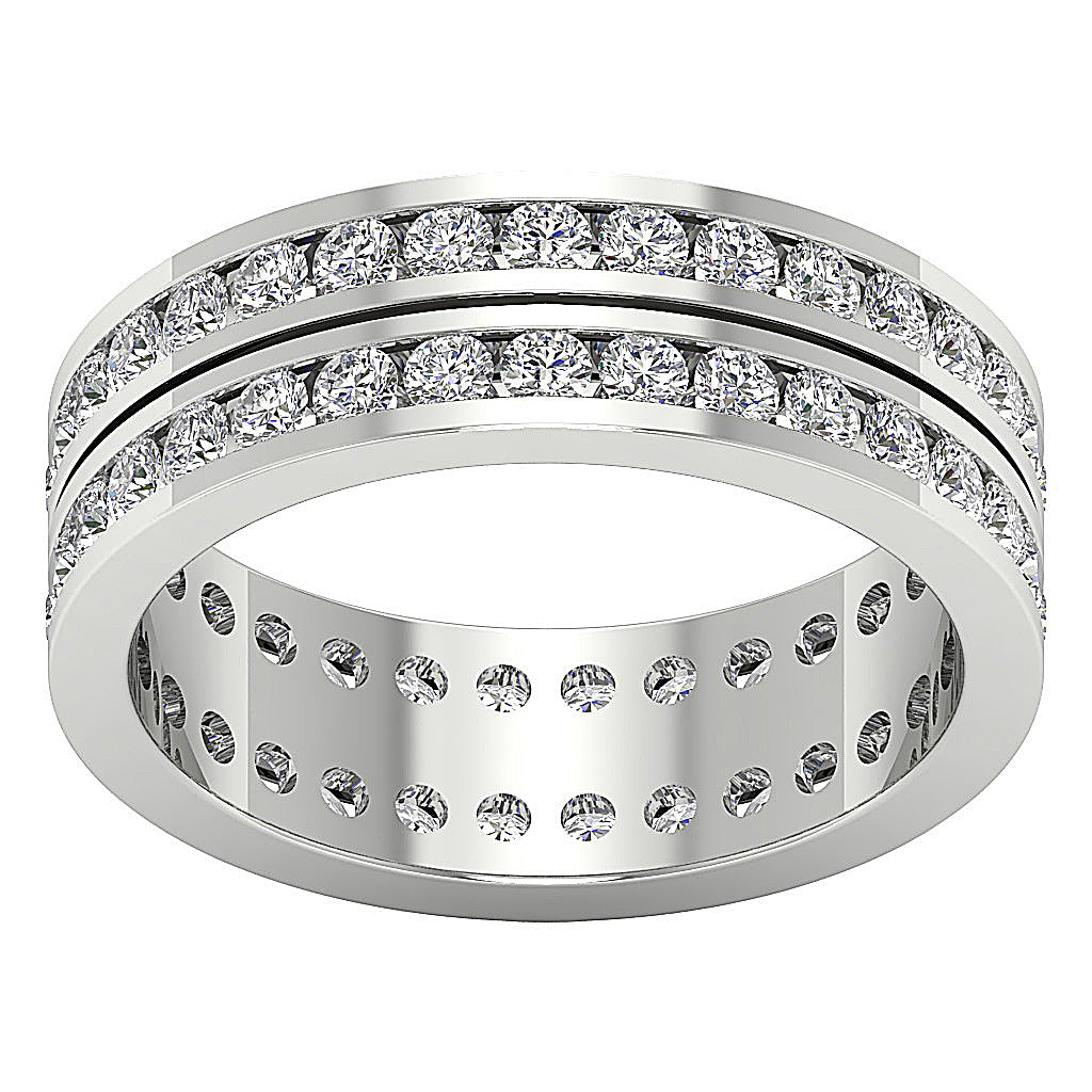 The Saint Channel Set Two Row Full Eternity Wedding Ring Yellow Gold Round Diamond