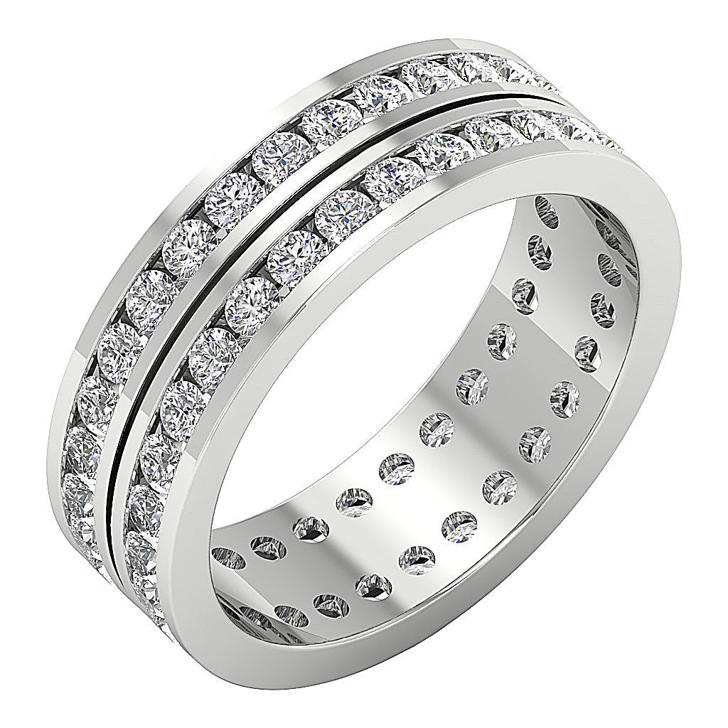 The Saint Channel Set Two Row Full Eternity Wedding Ring Yellow Gold Round Diamond