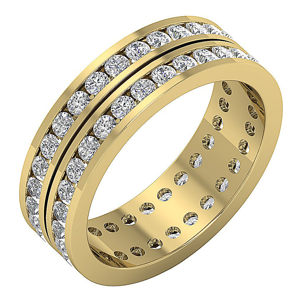 The Saint Channel Set Two Row Full Eternity Wedding Ring Yellow Gold Round Diamond