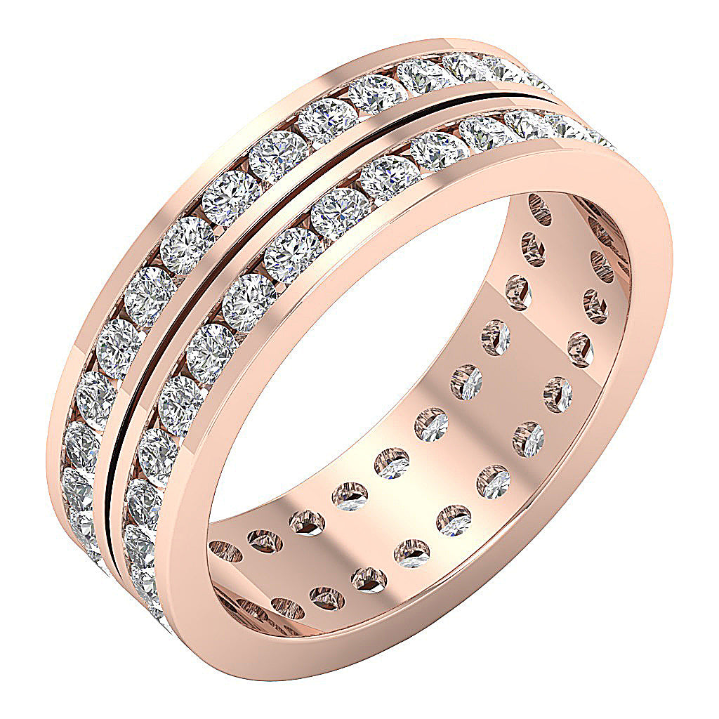 The Saint Channel Set Two Row Full Eternity Wedding Ring Yellow Gold Round Diamond