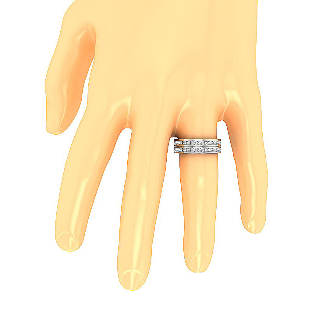 The Saint Channel Set Two Row Full Eternity Rose Gold Round Diamond Ring