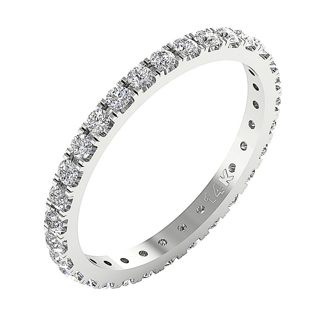 The Cayden Prong Set Round Cut Diamond Eternity Wedding Ring Gold Band For Her