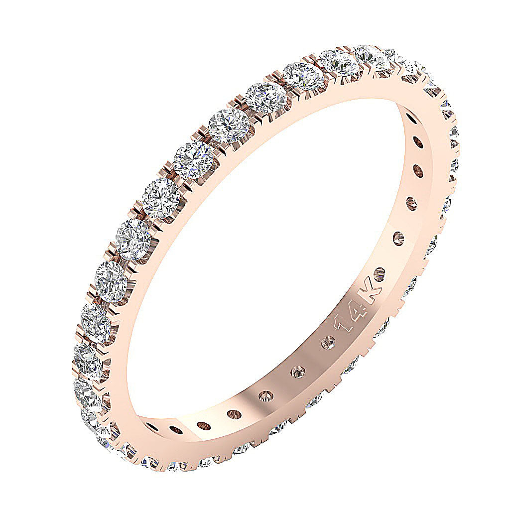 The Cayden Prong Set Round Cut Diamond Eternity Wedding Ring Gold Band For Her