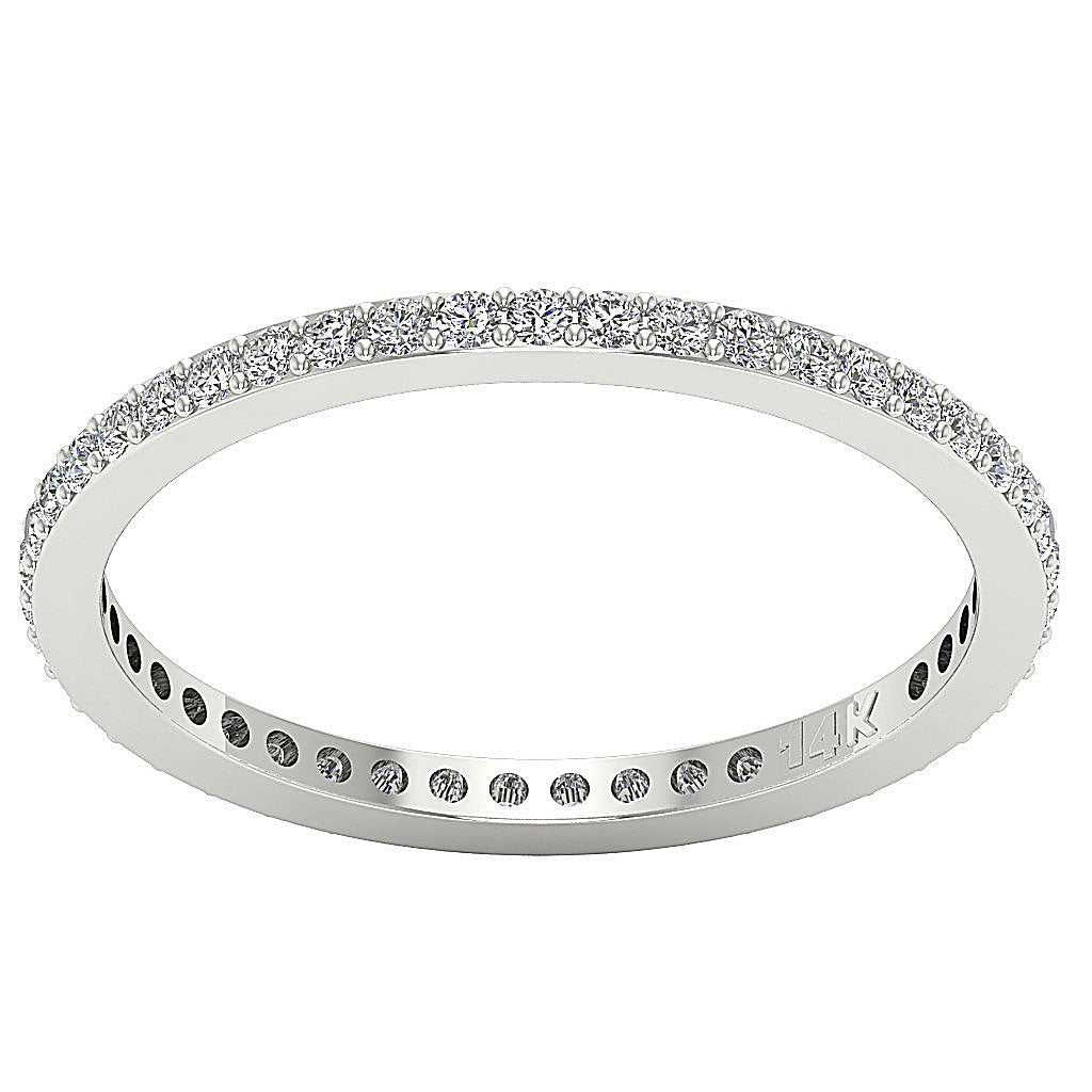 The Finley Stackable Eternity Anniversary Round Diamond Ring 14K Gold Band Prong Set