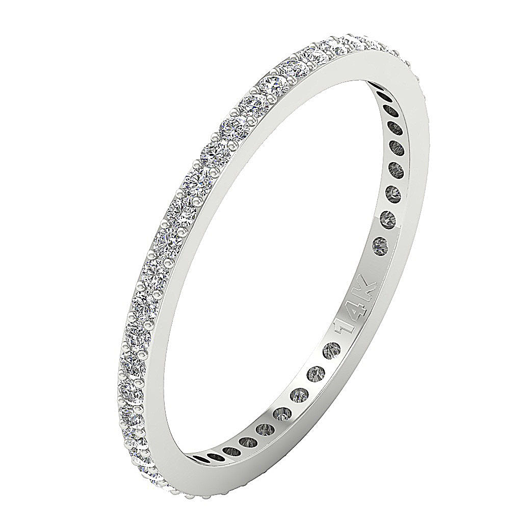 The Finley Stackable Eternity Anniversary Round Diamond Ring 14K Gold Band Prong Set