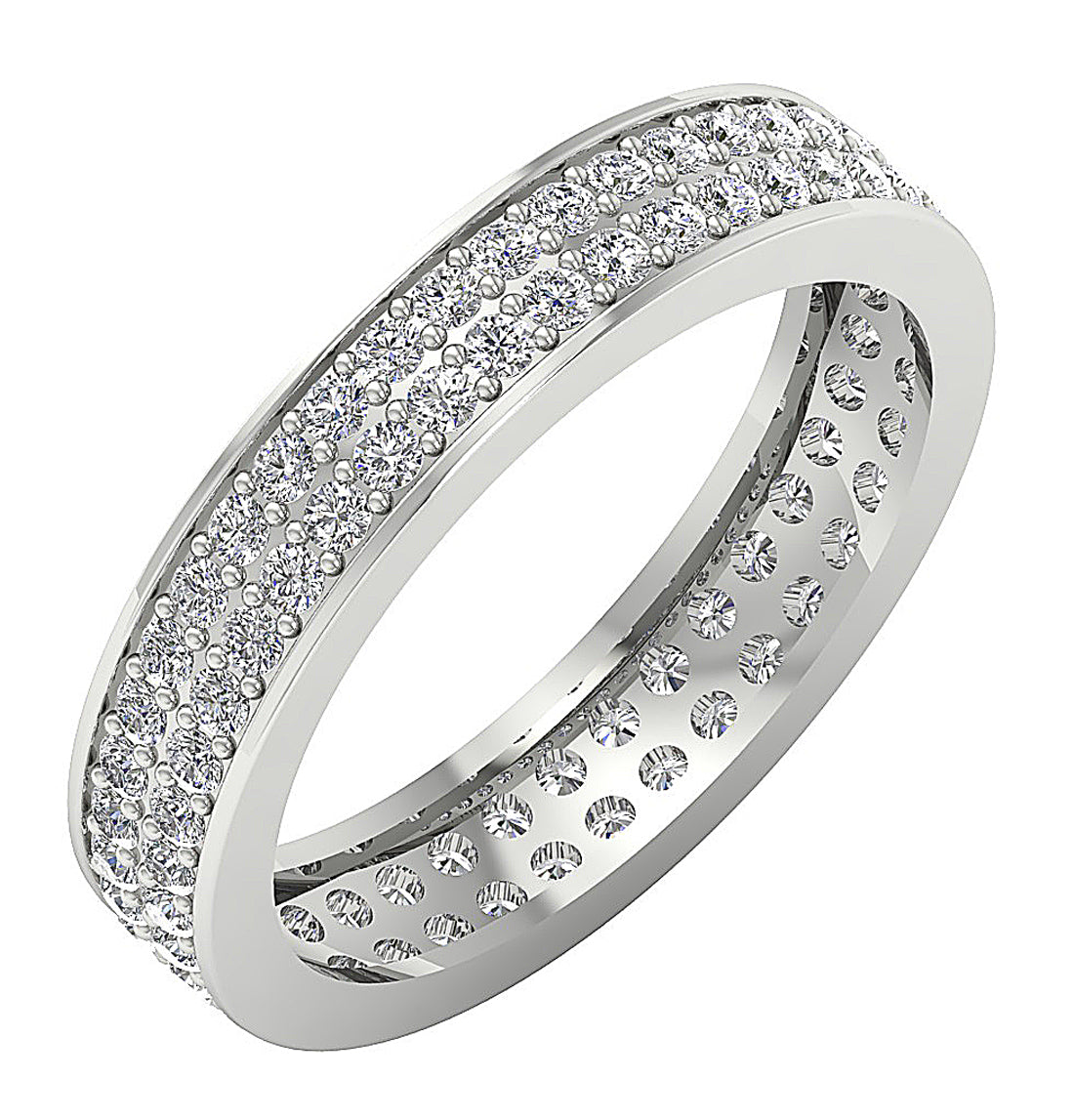 The Sage Vintage style Two Row Diamond Eternity Anniversary Gold Ring
