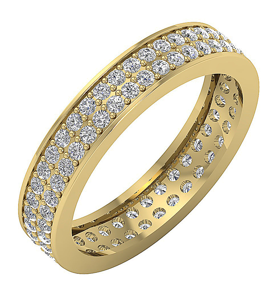 The Sage Vintage style Two Row Diamond Eternity Anniversary Gold Ring