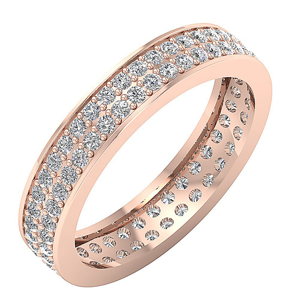 The Sage Vintage style Two Row Diamond Eternity Anniversary Gold Ring