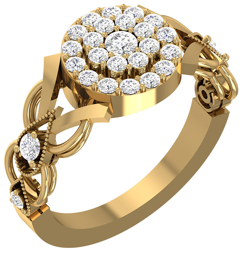 Double Halo Wedding Band I1 G 1.55 Carat Natural Diamond 14K Rose Gold Prong Set
